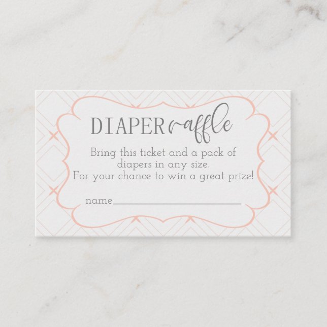 Pastel Peach and Cream Geometric Diaper Raffle Enclosure Card (Front)