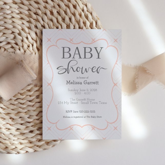 Pastel Peach and Cream Geometric Shower Invitation (Creator Uploaded)