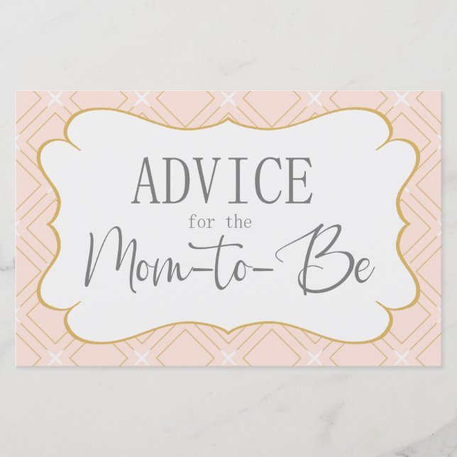 Pastel Peach and Gold Geometric Advice Card (Front)
