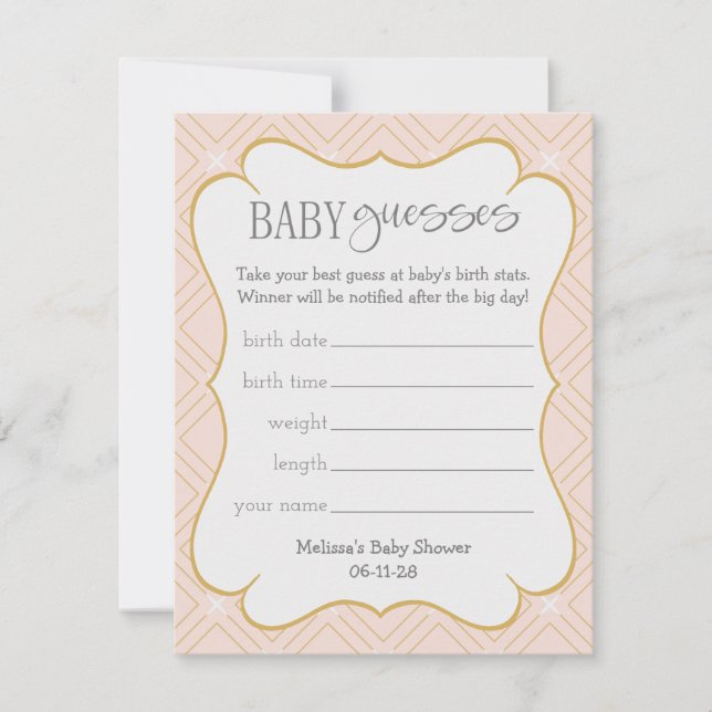 Pastel Peach and Gold Geometric Baby Guesses (Front)