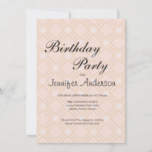 Pastel Peach and Gold Geometric Invitation