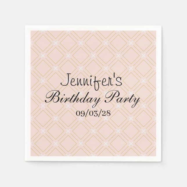 Pastel Peach and Gold Geometric Napkin (Front)