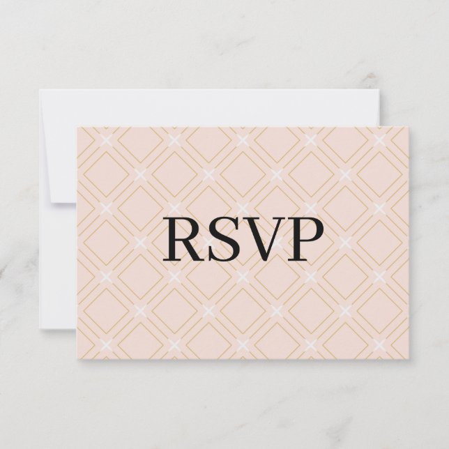 Pastel Peach and Gold Geometric RSVP Card (Front)