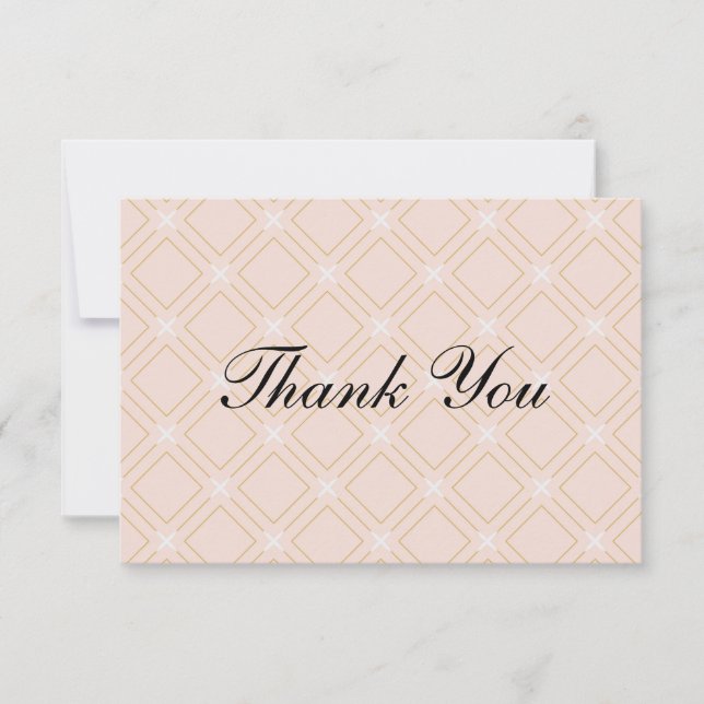 Pastel Peach and Gold Geometric Thank You Card (Front)