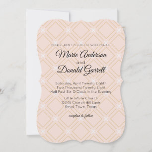 Pastel Peach and Gold Geometric Wedding Invitation