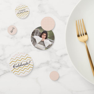 Pastel Peach and Gold Zig Zag Confetti