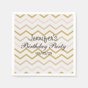 Pastel Peach and Gold Zig Zag Napkin