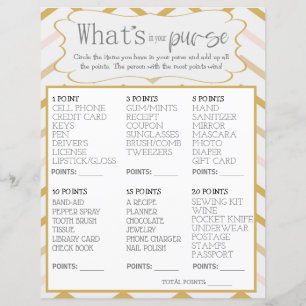 Pastel Peach and Gold Zig Zag Whats In Your Purse