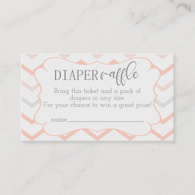Pastel Peach and Grey Zig Zag Diaper Raffle Enclosure Card (Front)