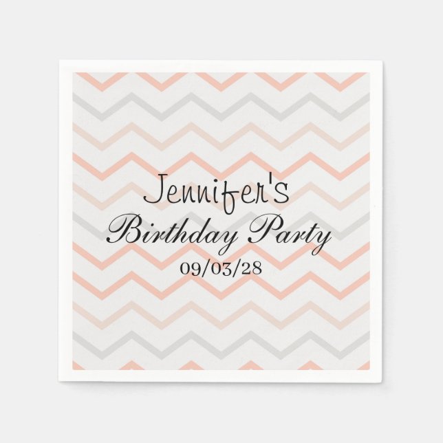 Pastel Peach and Grey Zig Zag Napkin (Front)