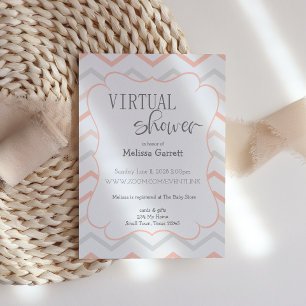 Pastel Peach and Grey Zig Zag Virtual Invitation