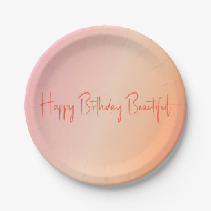 Pastel Peach and Pink Paper Plate