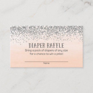 Pastel Peach and Silver Baby Shower Diaper Raffle Enclosure Card
