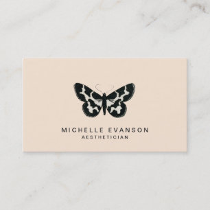 Pastel Peach Butterfly Logo Minimalist Business Card