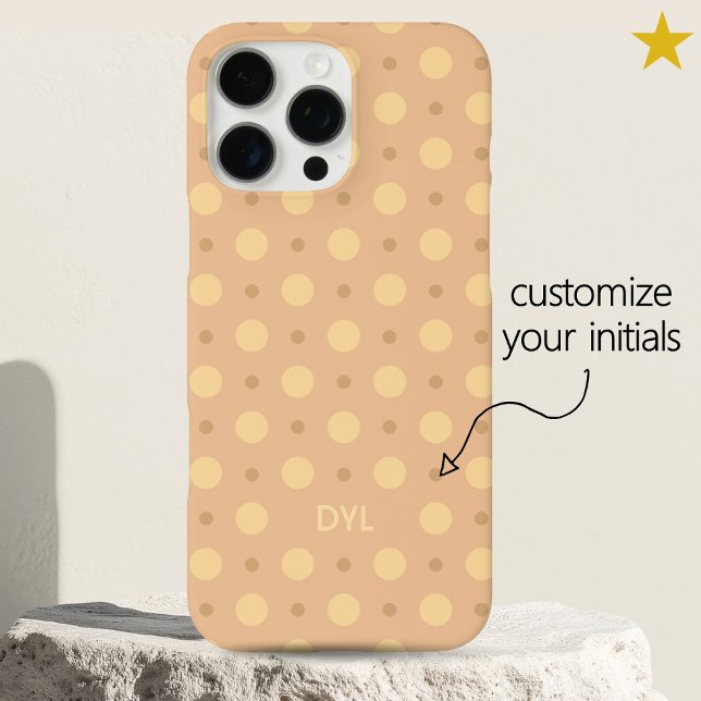 Pastel Peach Dots Pattern Custom Name Initials Case-Mate iPhone Case (Creator Uploaded)