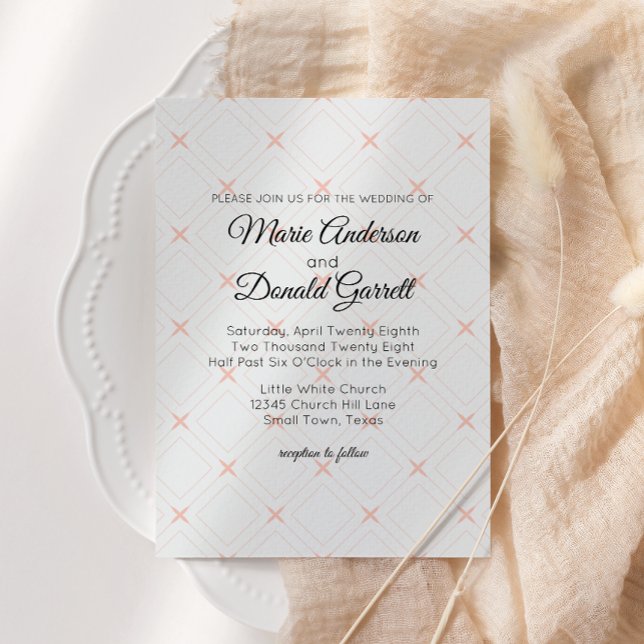 Pastel Peach Geometric Cream  Wedding Invitation (Creator Uploaded)