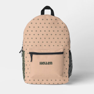 pastel peach geometric patterns printed backpack