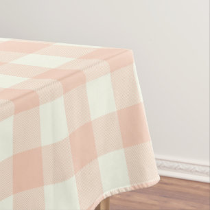 Pastel Peach Gingham Buffalo Check Plaid Pattern   Tablecloth