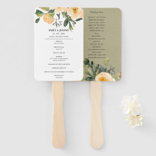 PASTEL PEACH KRAFT PEONY FLORAL WEDDING PROGRAM HAND FAN