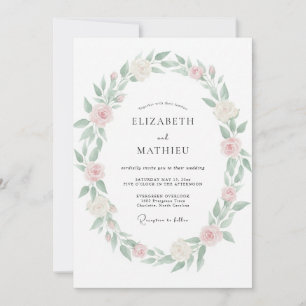 Pastel Peach Leafy Wedding Invitation