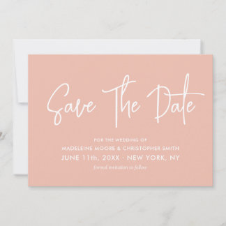 Pastel Peach Modern Calligraphy Scan QR Code Save The Date