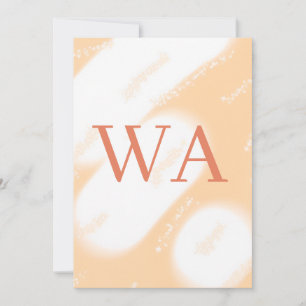 Pastel peach orange white monogram retro bold name invitation