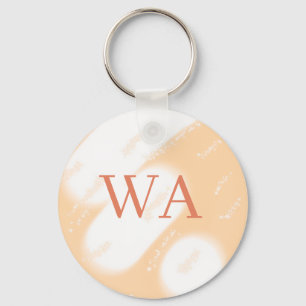 Pastel peach orange white monogram retro bold name key ring