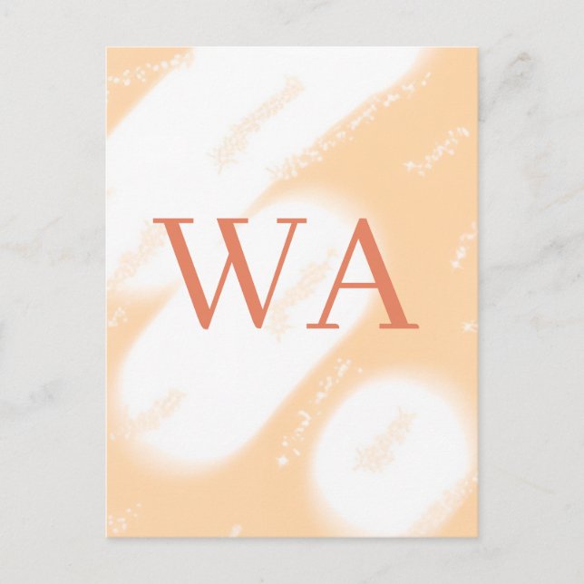 Pastel peach orange white monogram retro bold name postcard (Front)