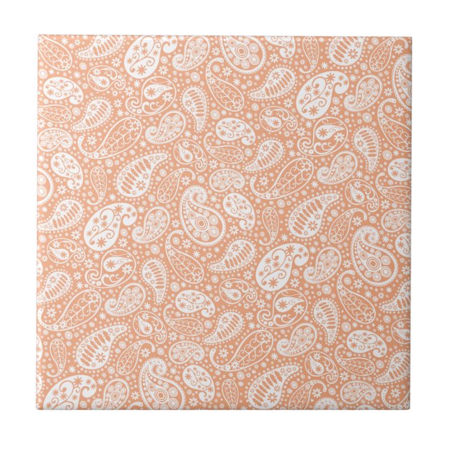 Pastel Peach Paisley Tile (Front)
