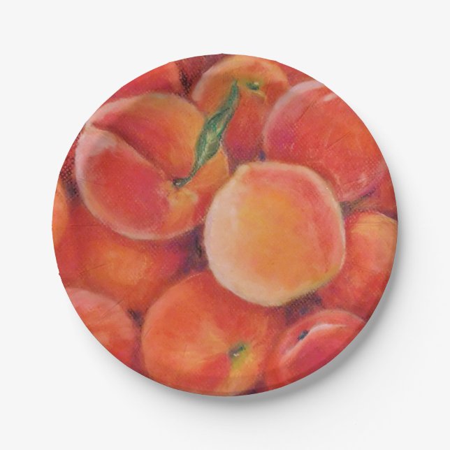 Pastel Peach Paper Plates Summer Garden (Front)