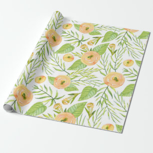Pastel peach peonies lush flowers pattern wrapping paper