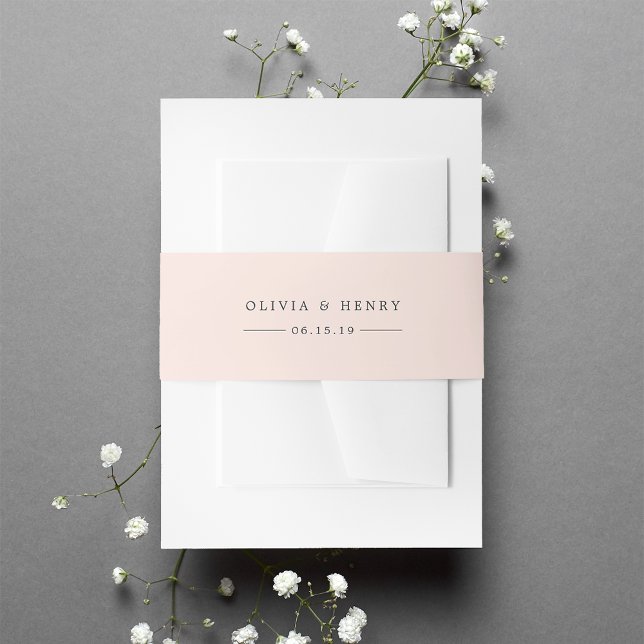 Pastel Peach Personalised Wedding Invitation Belly Band (Creator Uploaded)