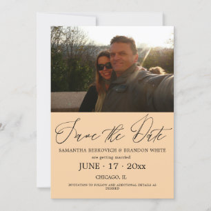 Pastel Peach Photo Save the date Invitation