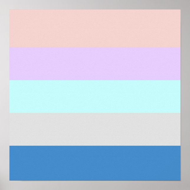 pastel peach purple mint grey blue colour block poster (Front)
