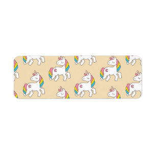 Pastel Peach Unicorn Pattern Label