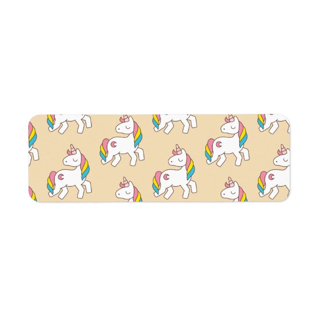 Pastel Peach Unicorn Pattern Label (Front)