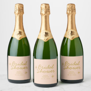Pastel Peachy Bridal Shower  Sparkling Wine Label