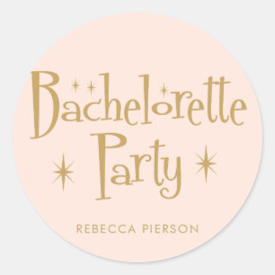 Pastel Peachy handwritting Bachelorette Party Classic Round Sticker
