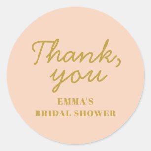 Pastel Peachy handwritting Bridal Shower Classic Round Sticker