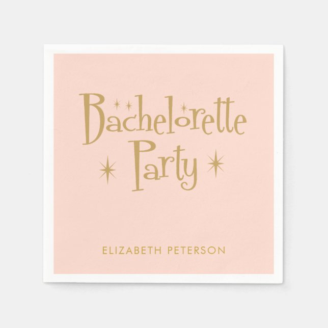 Pastel Peachy Retro Bachelorette Napkin (Front)