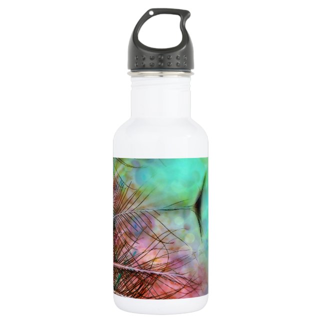 Pastel Peacock Feathers 532 Ml Water Bottle (Front)