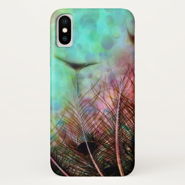 Pastel Peacock Feathers Case-Mate iPhone Case (Back)