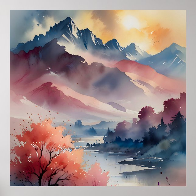 Pastel Peaks and Calm Waters Poster (Front)