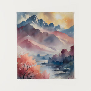 Pastel Peaks and Calm Waters Tapestry