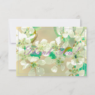 Pastel Pear Tree Blossoms Thank You Flat Card