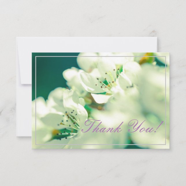 Pastel Pear Tree Blossoms Thank You Flat Card (Front)