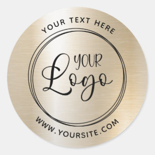 Pastel Pearl Gold Glam Metallic Look Circle Logo Classic Round Sticker
