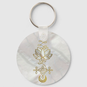 Pastel Pearl Unalome Lotus Symbol Key Ring