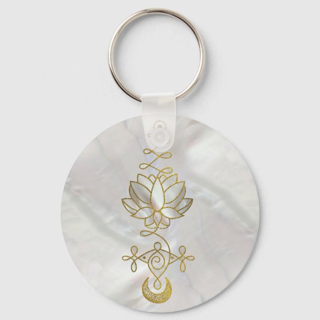 Pastel Pearl Unalome Lotus Symbol Key Ring (Front)