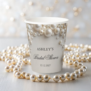 Pastel Pearls Elegant Bridal Shower Paper Cups